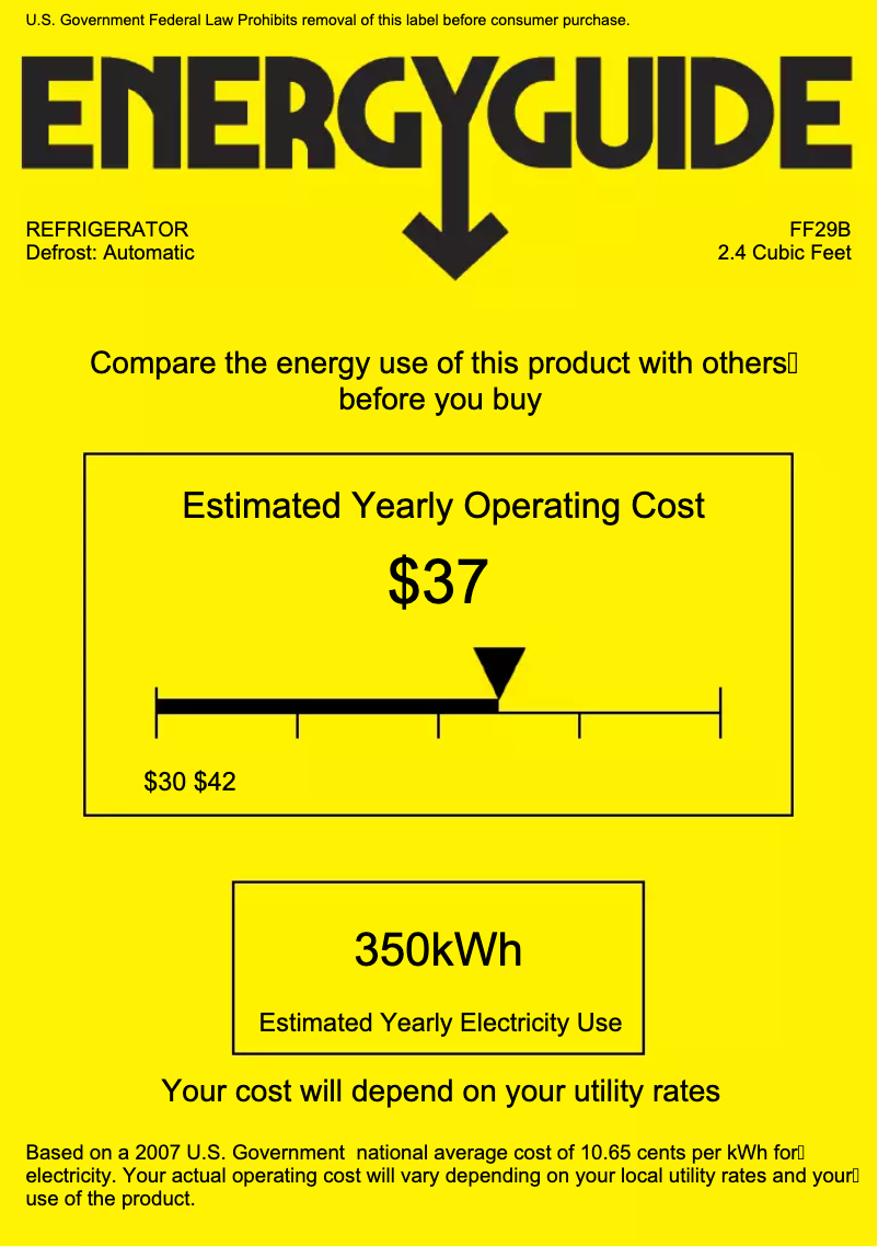 Page 1 de la notice Label énergétique Summit MRF29