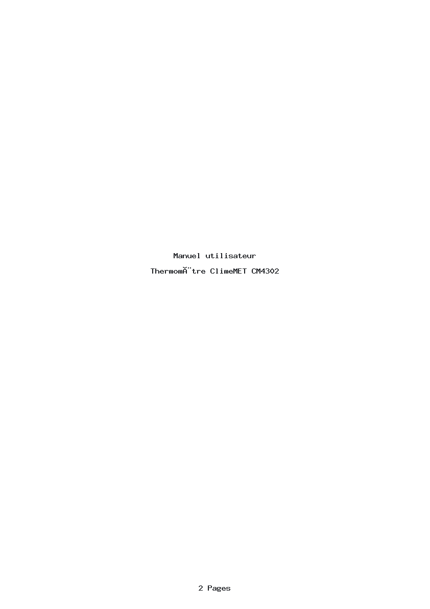 Page 1 de la notice Manuel utilisateur ClimeMET CM4302