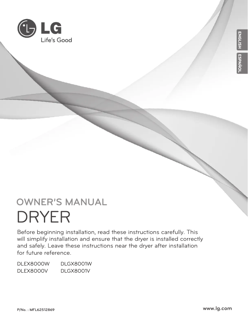 Page 1 of the manual User Manual LG DLGX8001W