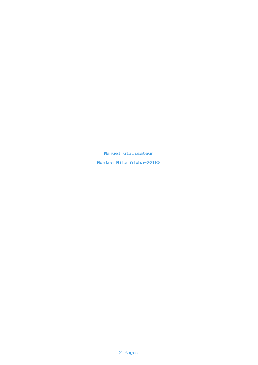 Page 1 de la notice Manuel utilisateur Nite Alpha-201RG