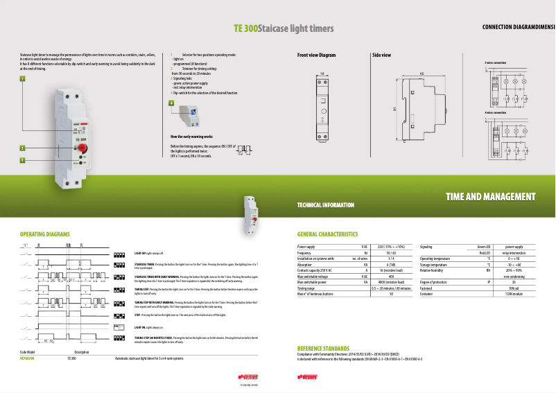 Page 1 de la notice Fiche technique Vemer TE 300