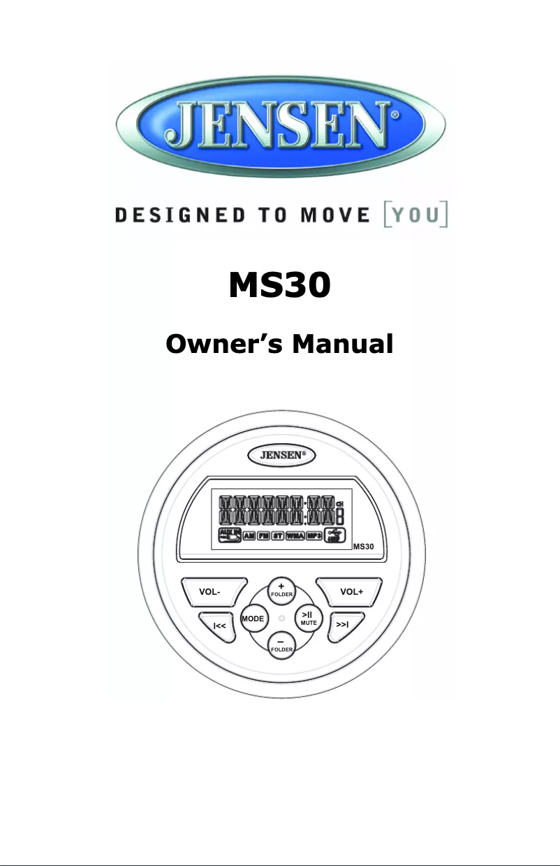 Page 1 de la notice Manuel utilisateur Jensen MS2013BT