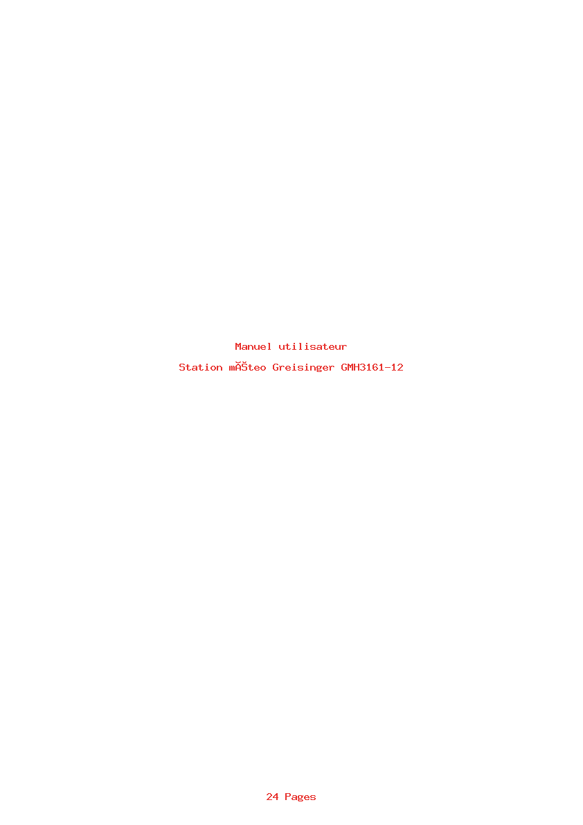 Page 1 de la notice Manuel utilisateur Greisinger GMH3161-12