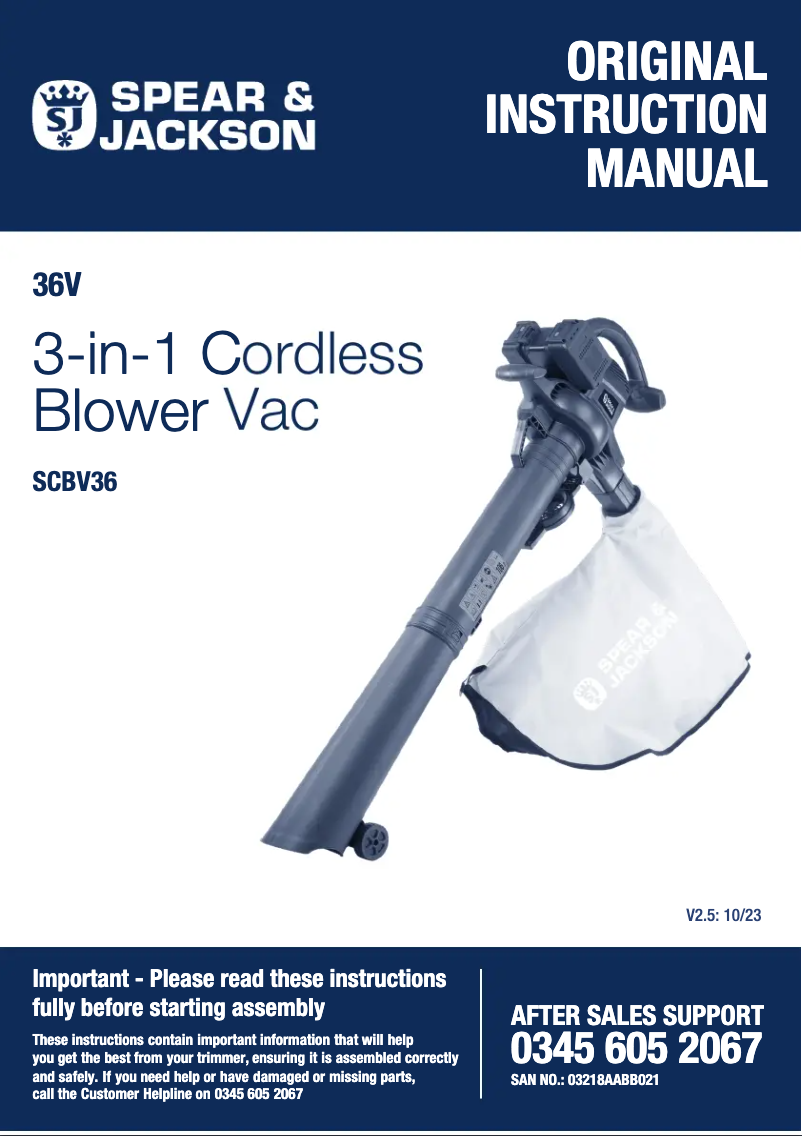 Página 1 del manual Manual de usuario Spear & Jackson SCBV36