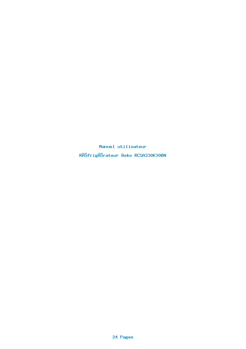 Page 1 de la notice Manuel utilisateur Beko RCSA330K30BN