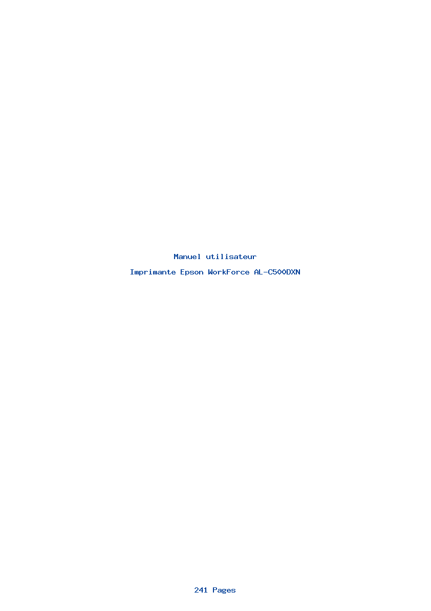 Page 1 de la notice Manuel utilisateur Epson WorkForce AL-C500DXN