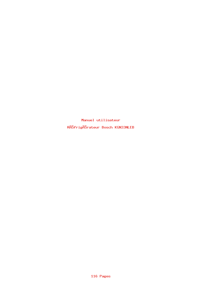 Page 1 de la notice Manuel utilisateur Bosch KGN33NLEB