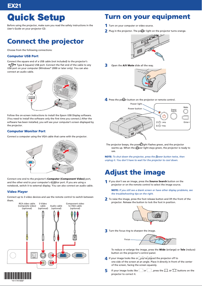 Página 1 del manual Manual de usuario Epson EX21