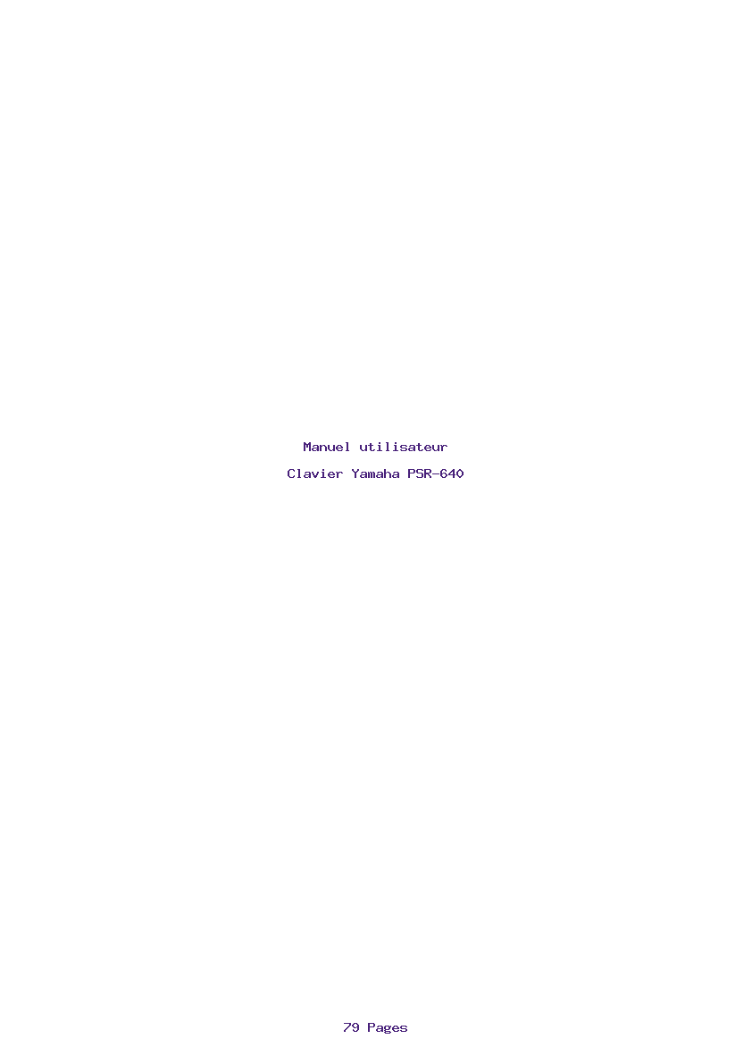 Page 1 de la notice Manuel utilisateur Yamaha PSR-640