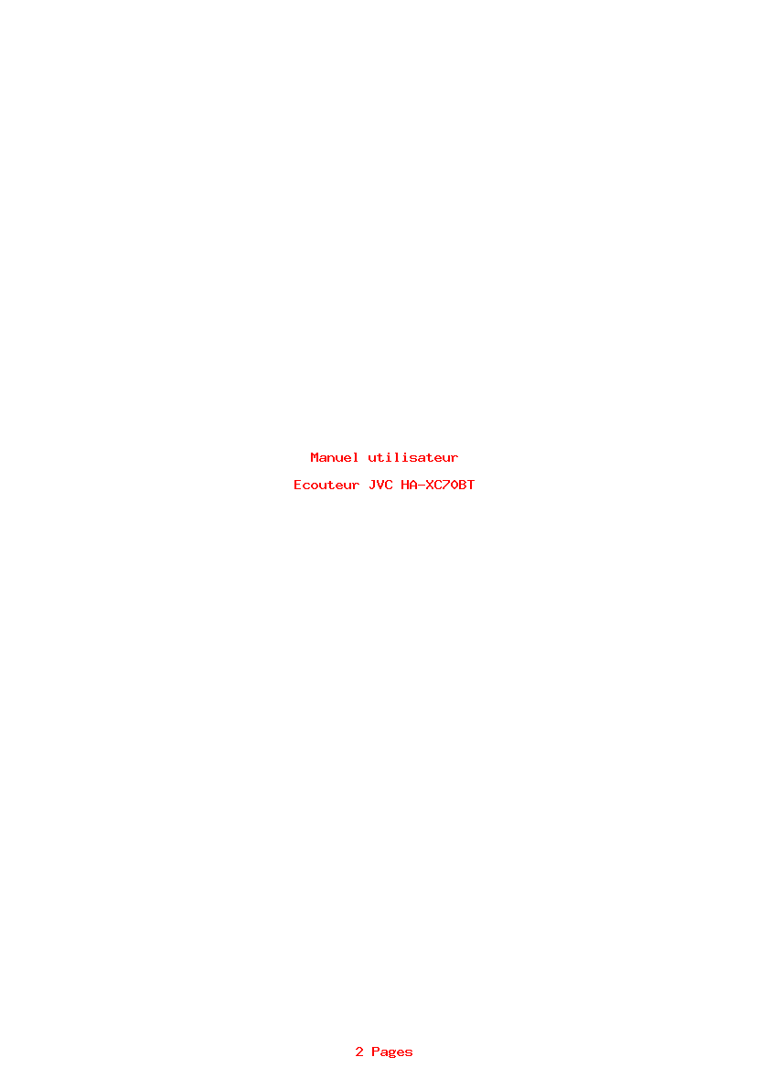 Page 1 de la notice Manuel utilisateur JVC HA-XC70BT