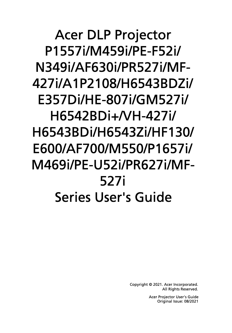 Page 1 de la notice Manuel utilisateur Acer HF130