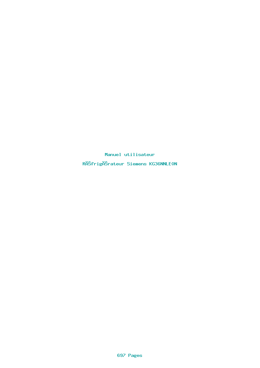 Page 1 de la notice Manuel utilisateur Siemens KG36NNLE0N