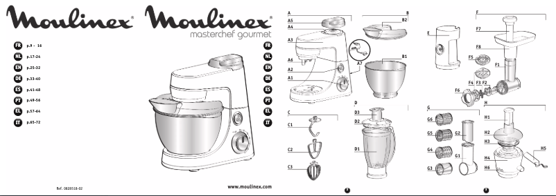 Page 1 de la notice Manuel utilisateur Moulinex Masterchef Gourmet QA404