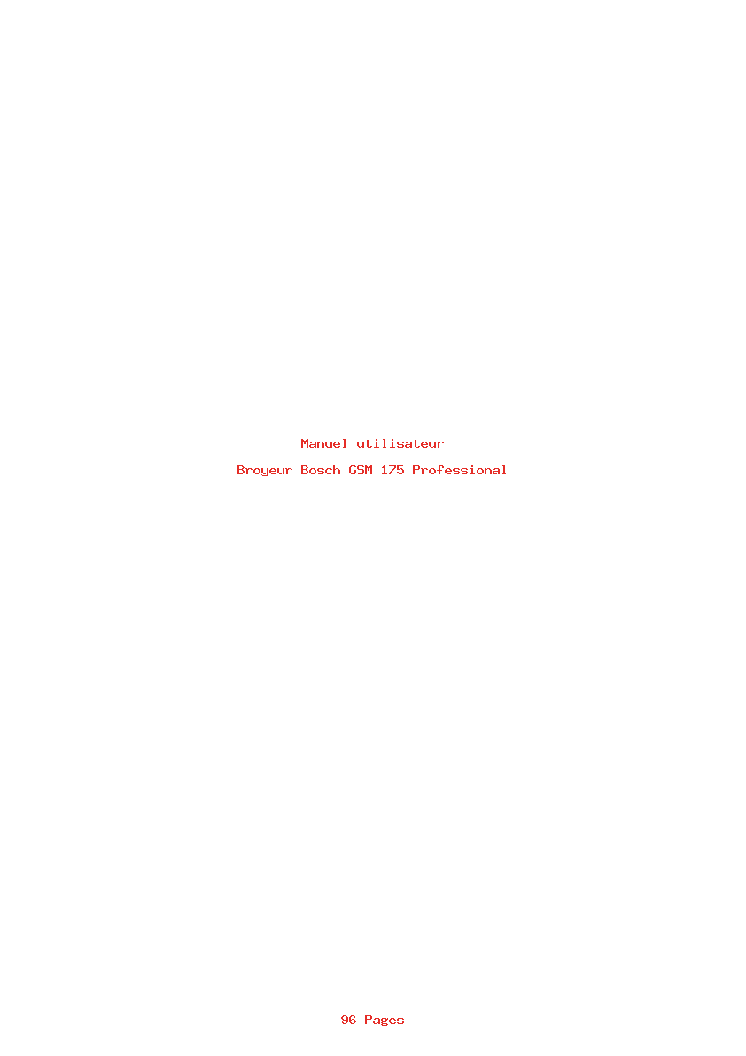 Page 1 de la notice Manuel utilisateur Bosch GSM 175 Professional