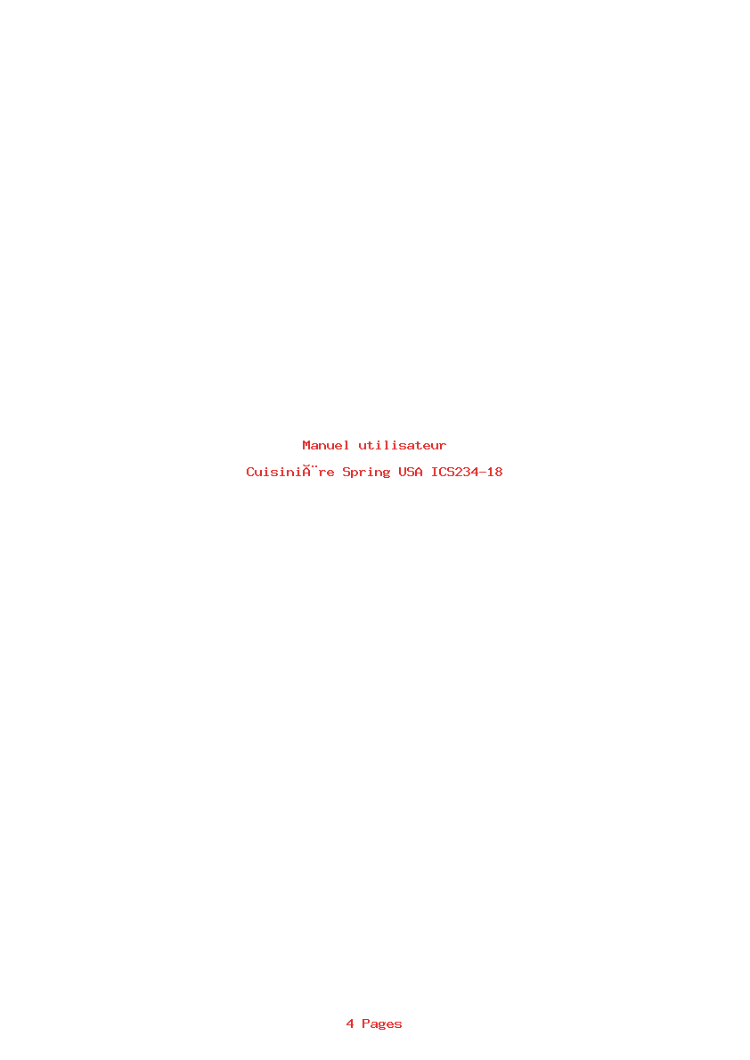 Page 1 de la notice Manuel utilisateur Spring USA ICS234-18