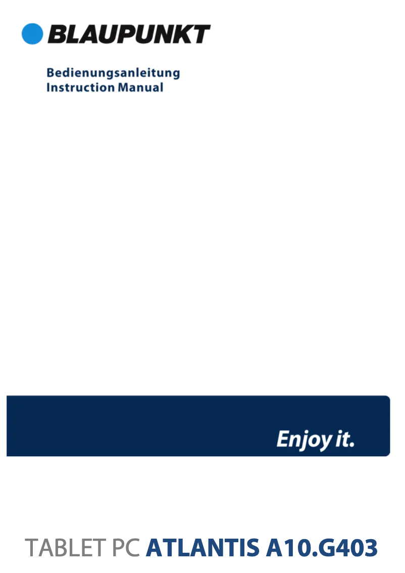 Page 1 of the manual User Manual Blaupunkt Atlantis A10.G403