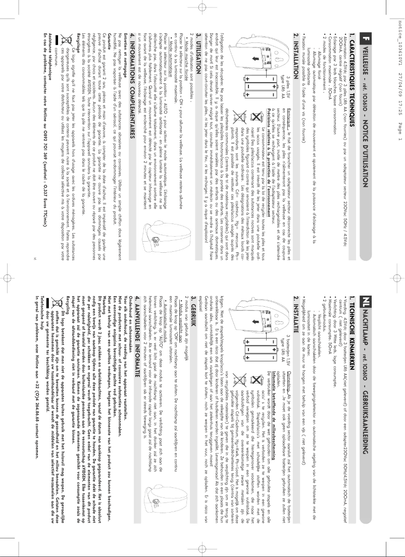 Page 1 of the manual User Manual Avidsen 103610