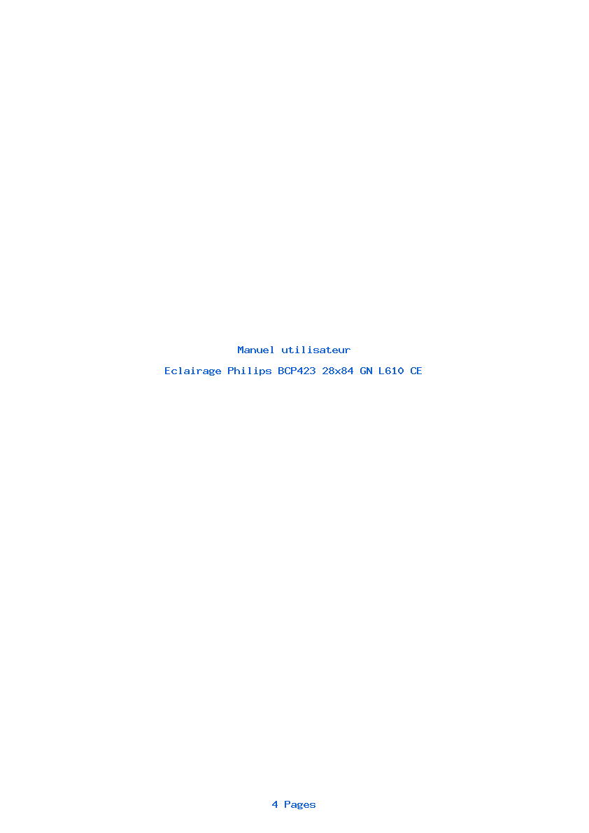 Page 1 de la notice Manuel utilisateur Philips BCP423 28x84 GN L610 CE