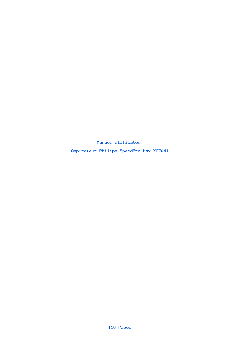 Page 1 de la notice Manuel utilisateur Philips SpeedPro Max XC7041