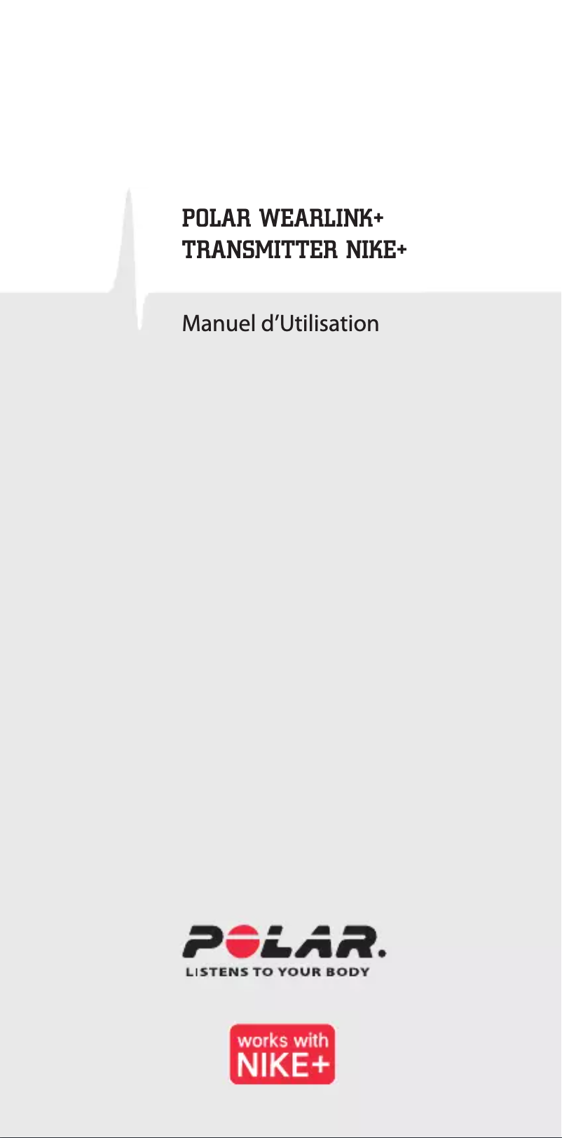 Page 1 de la notice Manuel utilisateur Polar Wearlink plus Transmitter Nike plus