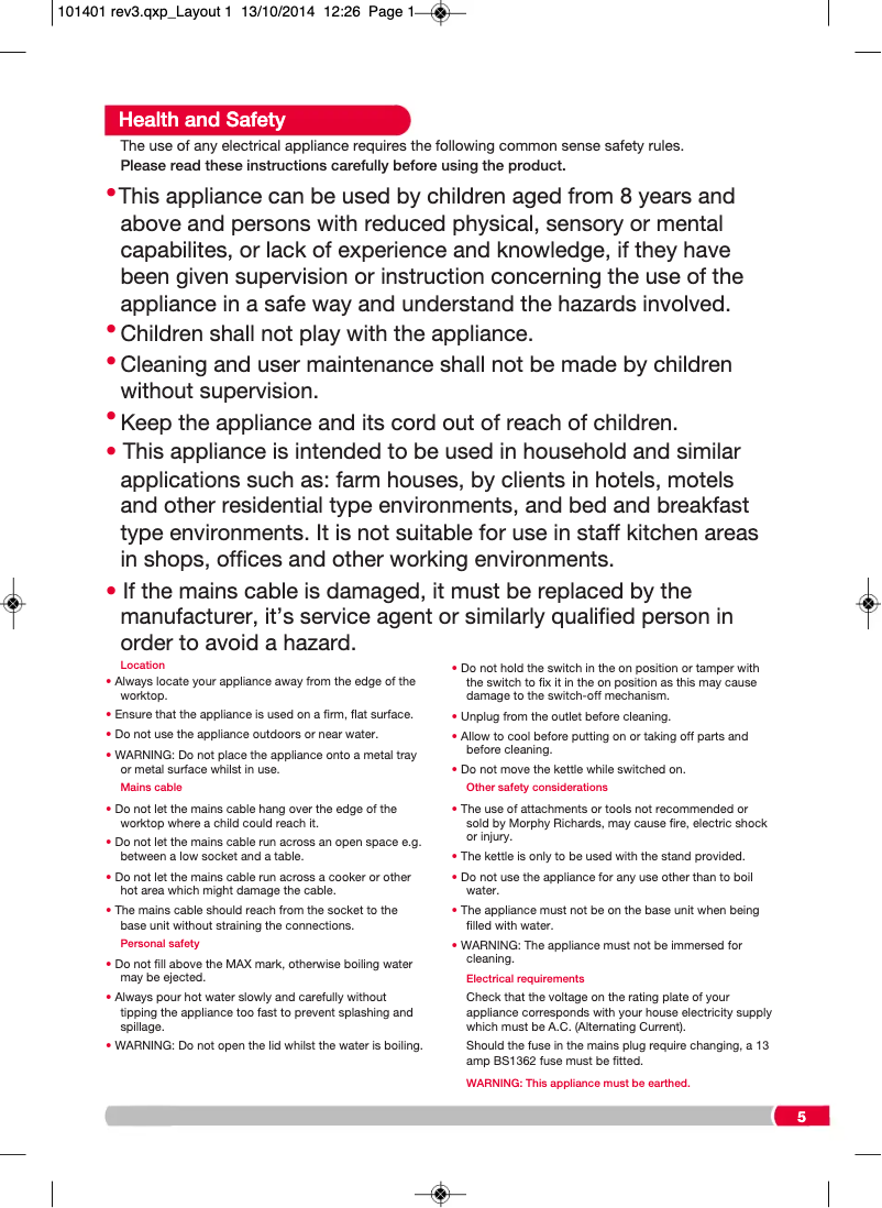 Página 1 del manual Manual de usuario Morphy Richards Chroma 101402