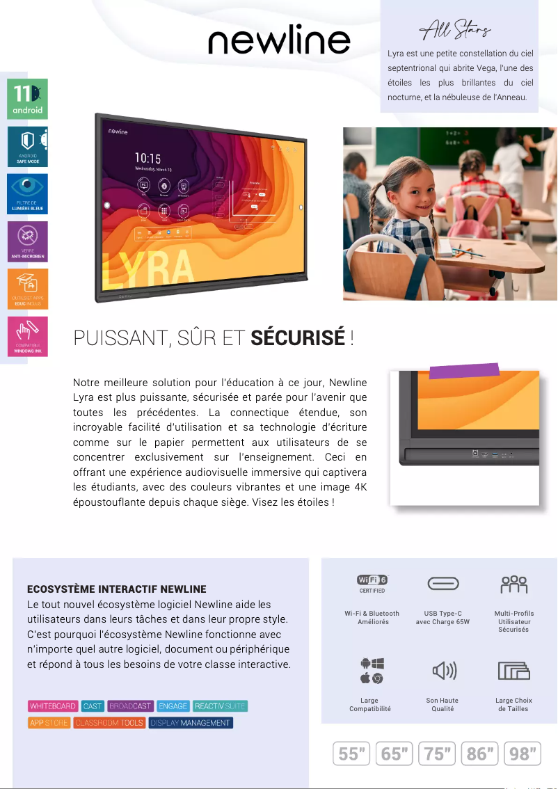 Page 1 de la notice Fiche technique Newline Lyra