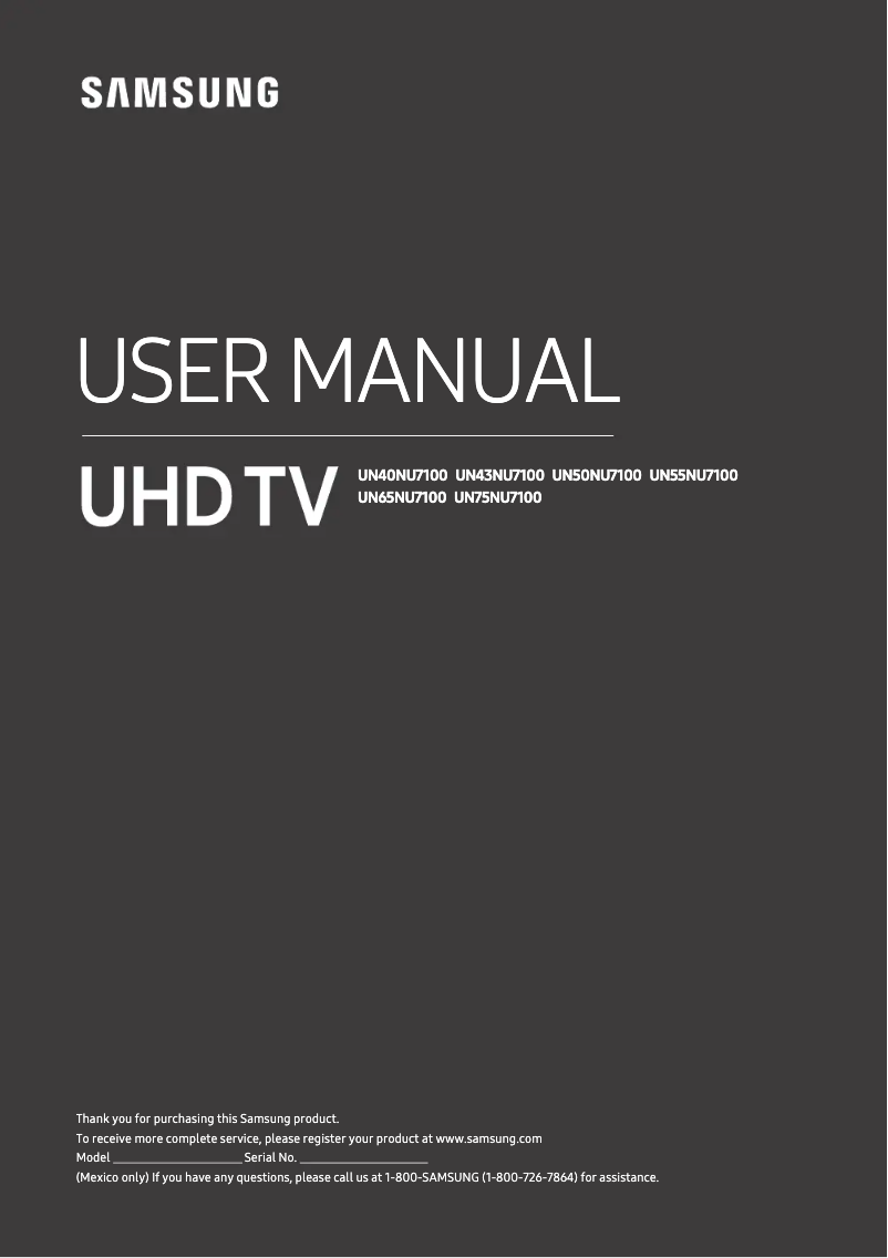 Página 1 del manual Manual de usuario Samsung UN55NU7100FXZX