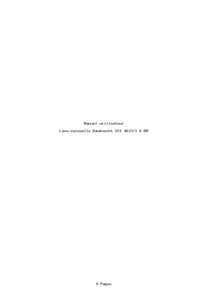 Page 1 de la notice Manuel utilisateur Bauknecht GSI 4633/1 K-BR