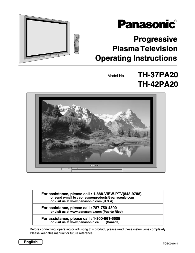 Page 1 de la notice Manuel utilisateur Panasonic TH-42PA20U