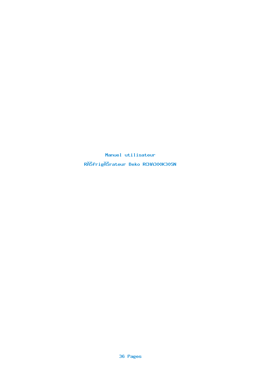 Page 1 de la notice Manuel utilisateur Beko RCHA300K30SN