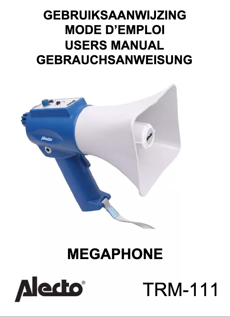 Page 1 de la notice Manuel utilisateur Alecto TRM-111
