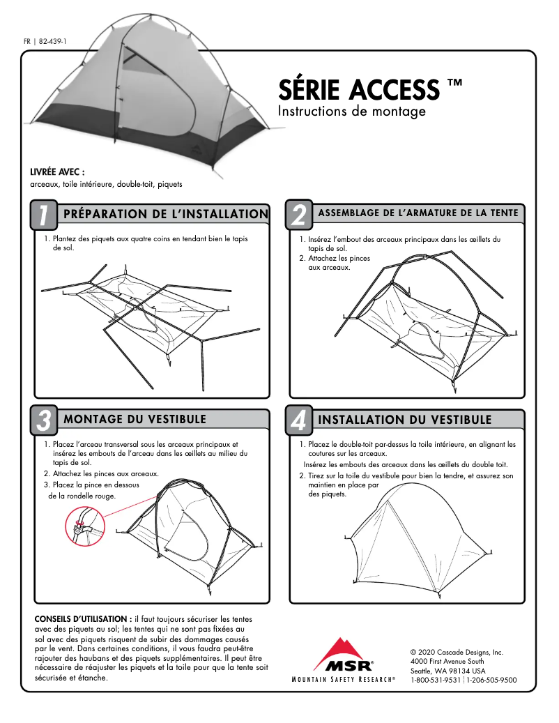 Page 1 de la notice Instructions / montage MSR Access 1