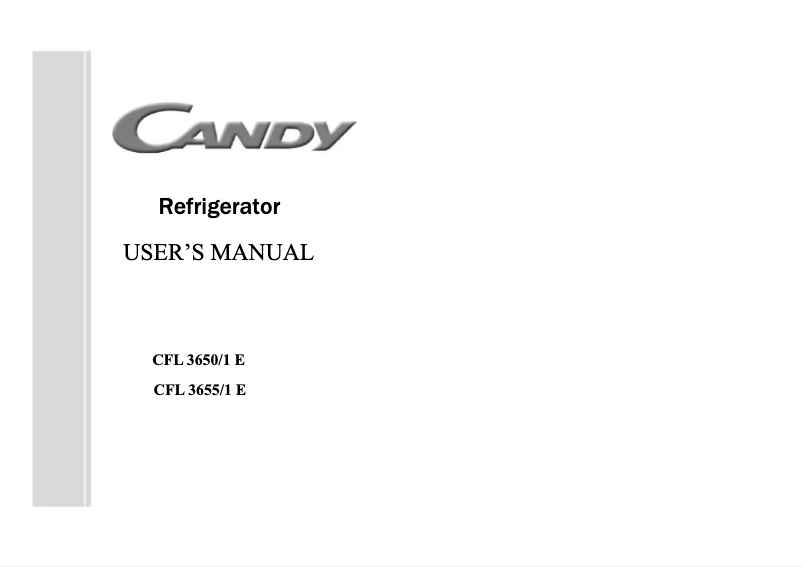 Page 1 of the manual User Manual Candy CFL 3655/1 E