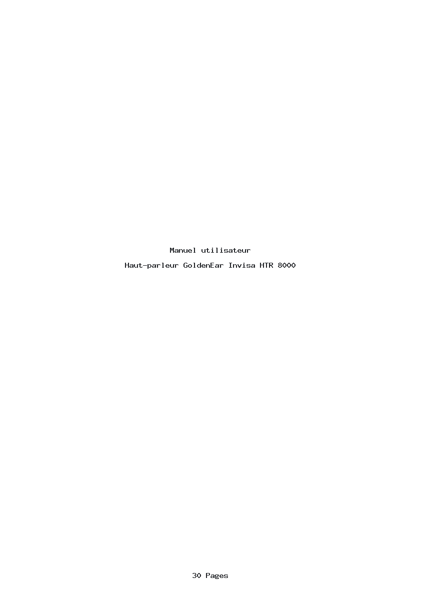 Page 1 de la notice Manuel utilisateur GoldenEar Invisa HTR 8000