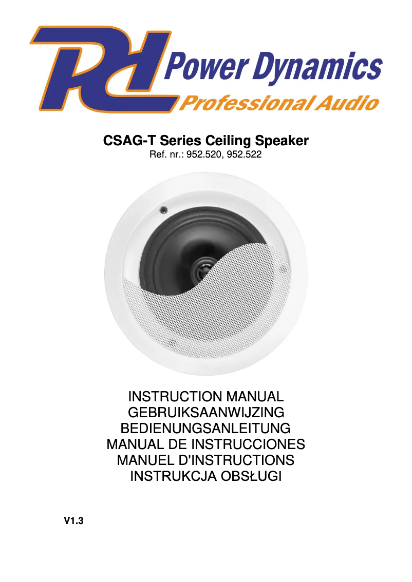 Page 1 de la notice Manuel utilisateur Power Dynamics CSAG6T