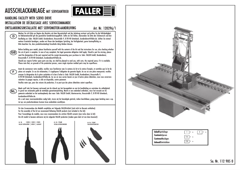 Page 1 de la notice Manuel utilisateur Faller 120296