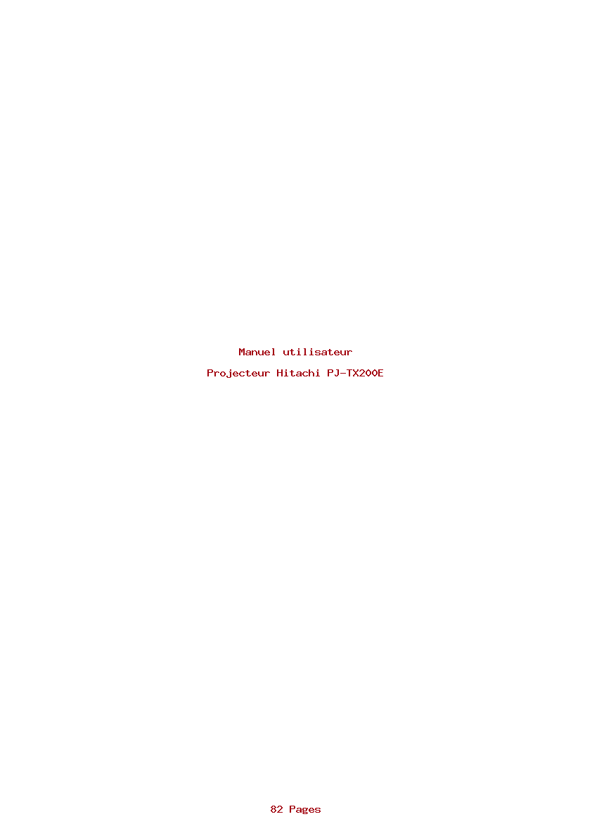 Page 1 de la notice Manuel utilisateur Hitachi PJ-TX200E