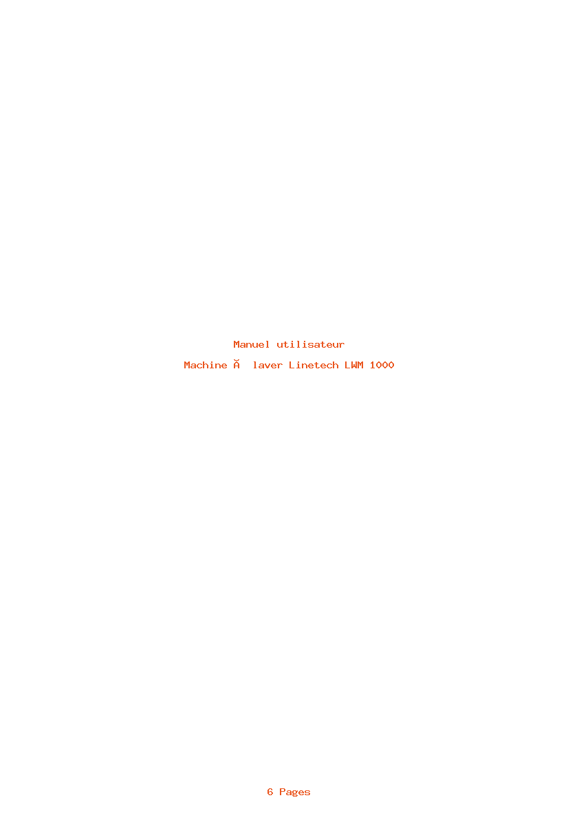 Page 1 de la notice Manuel utilisateur Linetech LWM 1000