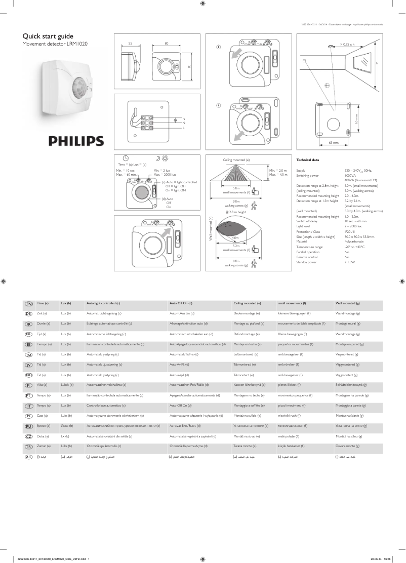 Page 1 de la notice Manuel utilisateur Philips LRM1020 OS mov det corridor