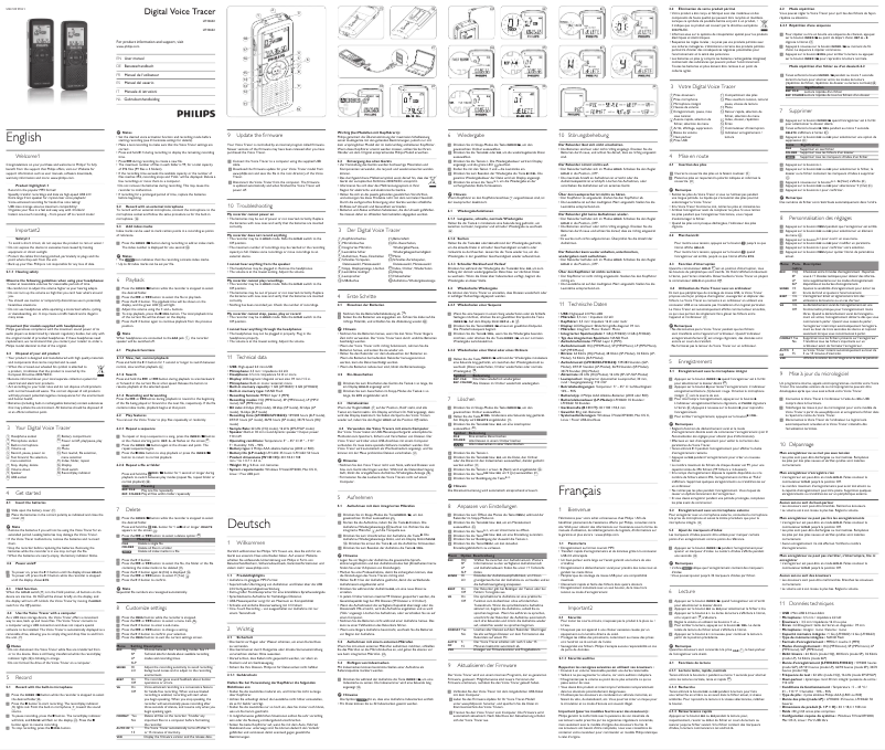 Page 1 de la notice Manuel utilisateur Philips Digital Voice Tracer 602