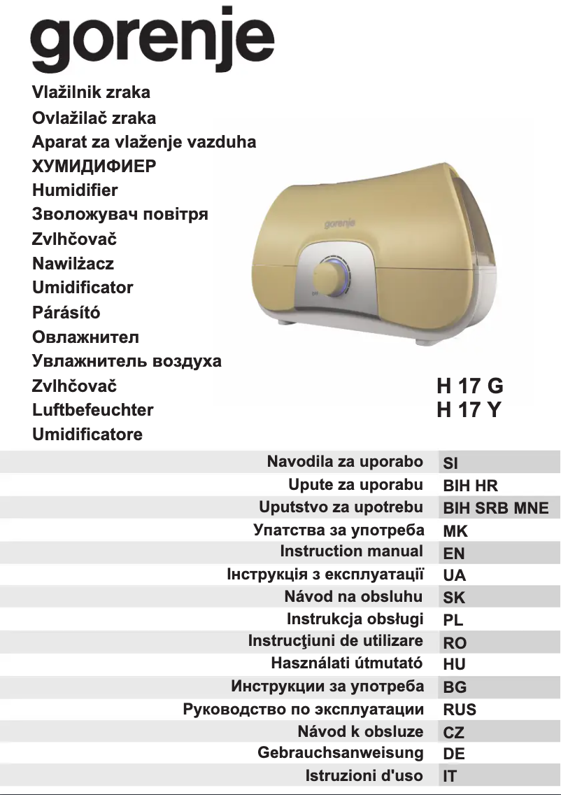 Página 1 del manual Manual de usuario Gorenje H17G