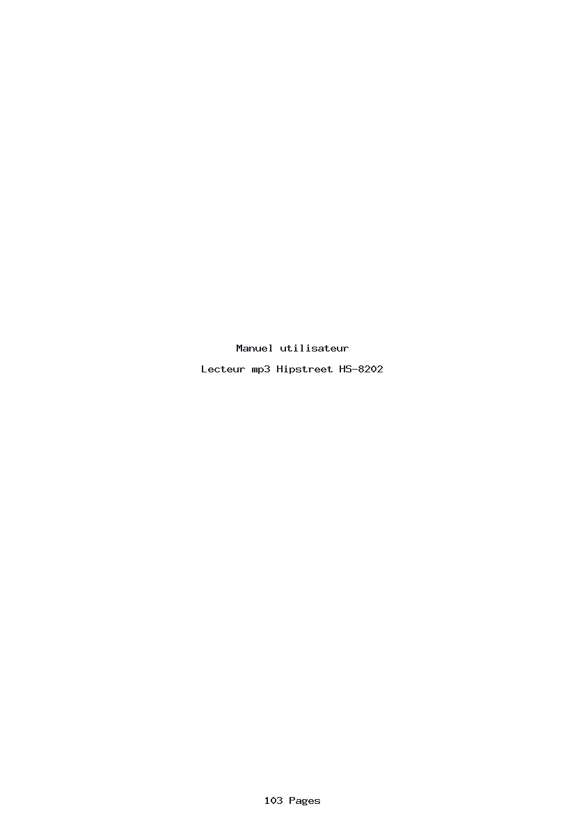 Page 1 de la notice Manuel utilisateur Hipstreet HS-8202