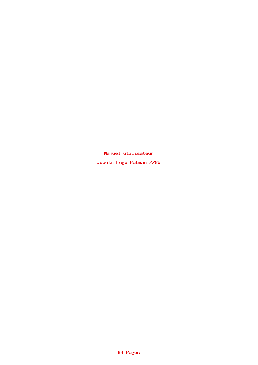Page 1 de la notice Manuel utilisateur Lego Batman 7785
