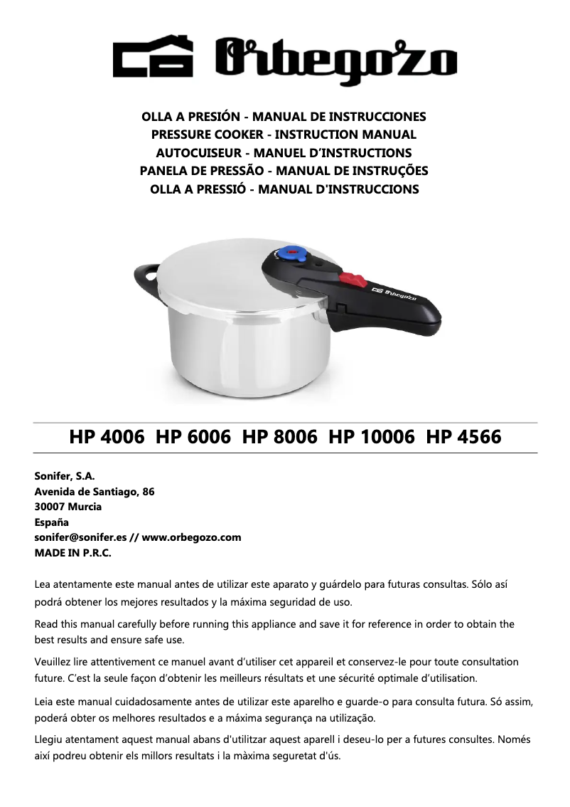Page 1 de la notice Manuel utilisateur Orbegozo HP 4006