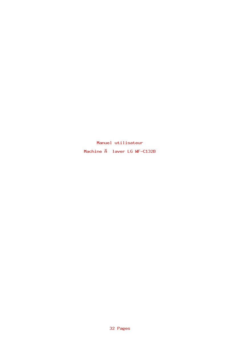 Page 1 de la notice Manuel utilisateur LG WF-C132B