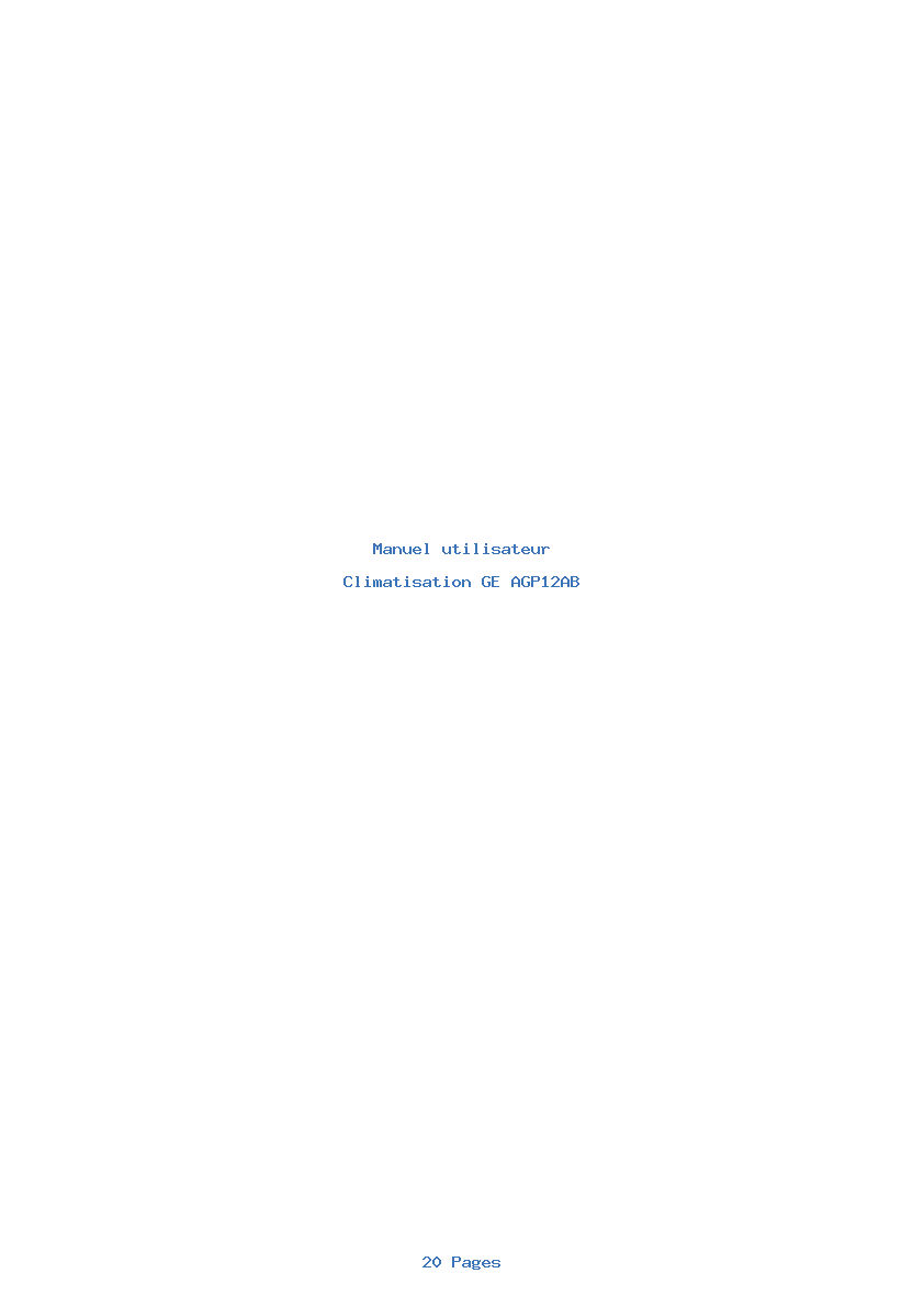 Page 1 de la notice Manuel utilisateur GE AGP12AB