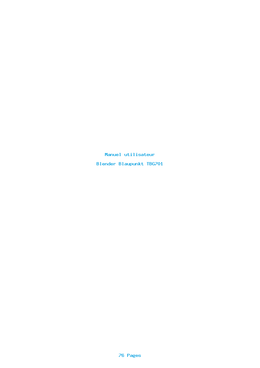 Page 1 de la notice Manuel utilisateur Blaupunkt TBG701