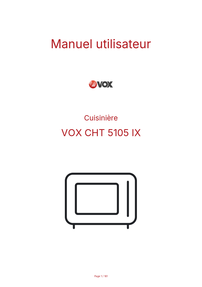 Page 1 de la notice Manuel utilisateur VOX CHT 5105 IX