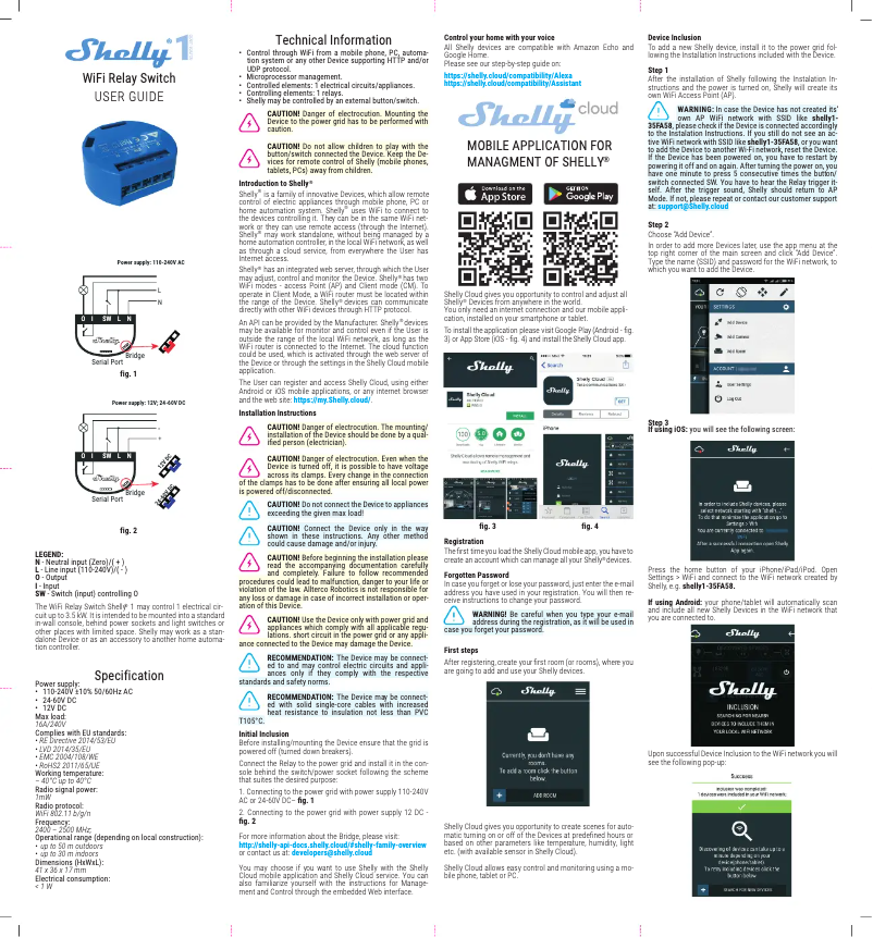 Page 1 de la notice Manuel utilisateur Shelly 1