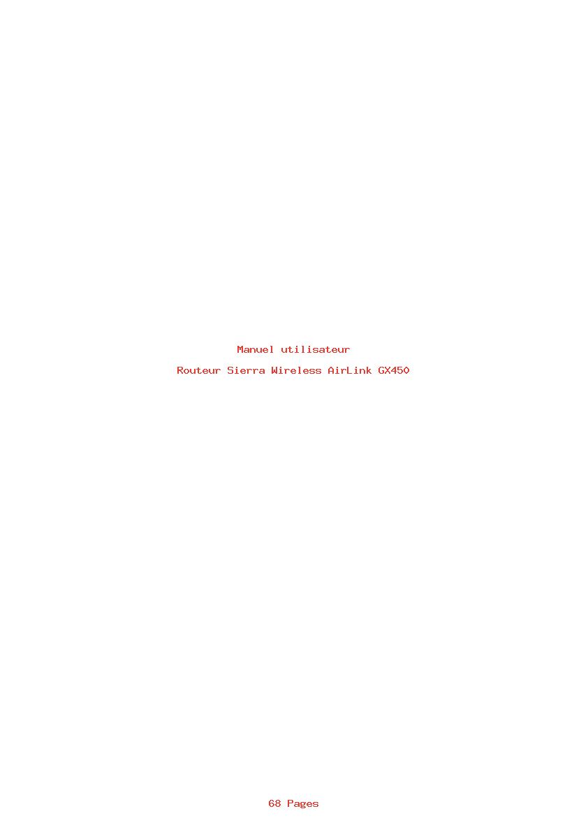 Page 1 de la notice Manuel utilisateur Sierra Wireless AirLink GX450
